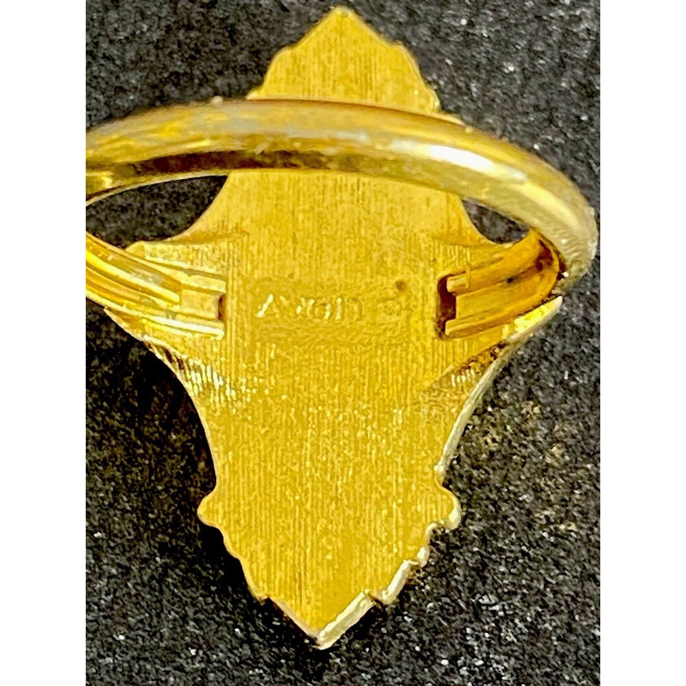 Vintage Avon 1976 Kensington Ring Goldtone Victorian Revival Signed Adjustable - Picture 5 of 8
